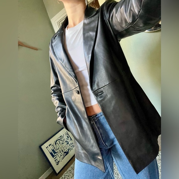 Reformation Veda Bowery Leather Blazer - Small - Picture 3 of 7